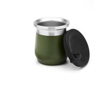 BALIBETOV Yerba Mate Gourd - Tasse Yerba Mate en acier inoxydable avec isolation à double paroi, base antidérapante, couvercle en silicone anti-déversement - Mate Argentino - Tasses à maté (vert)