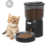 Balimo 3L Distributeur automatique de nourriture pour chat et chien avec Minuteur programmable/LCD/jusqu'à 6 repas par jour, Noir