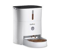 Balimo Luck 3L Distributeur Croquettes Chat Automatique, Bol en Acier Inoxydable pour Animaux Domestiques, Distributeur Croquettes Chat Chats Minuteur Programmé,1-6 Repas par Jour (Blanc)