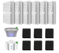 BalimoPet Set de Filtres pour Fontaine a Eau Chat (2,2L/2,5L). 6 Charbons Actifs + 6 Mousses. Système de Filtration Quadruple Qarantissant Une Eau Toujours Fraîche et Pure