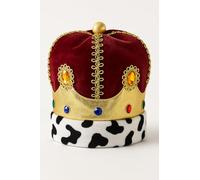 Balinco Accessoires de costume de couronne de roi rouge, couronne empereur pour carnaval et fasching, accessoires de costume de roi, Majesté avec fourrure artificielle et accents dorés