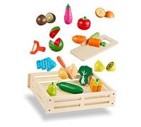 Balinco Accessoires DE Cuisine pour Enfants, Coffret Alimentaire avec Fruits & légumes à découper avec Planche, Couteau & éplucheur, Jouets en Bois pour garçons & Filles, Magnétique
