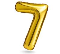BALINCO Ballon à chiffres, or, 40cm, décoration d'anniversaire, anniversaire d'enfant, jubilé, cadeau (chiffre 7)