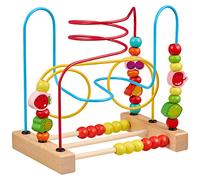 Balinco - Cube de Motricité Montessori pour Bébés dès 6 Mois - Jouet de Motricité en Bois avec Fruits & Perles à Faire Glisser - pour la Dextérité & Le Développement Sensoriel des Tout-Petits
