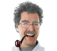 Balinco Ensemble avec pipe + lunettes pliables + sourcils + moustache + poils d'oreille