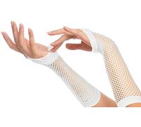 Balinco Gants en filet rock années 80/90 pour femmes & filles (long - blanc)