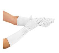 Balinco Gants Femme Longs, Élégants, Style 1920, Glamour Gants de Soirée, Opéra, Classique, Élastique, Satin, Gothique, Festif, Costumes de Mardi Gras, Carnaval, Mardi Gras (Blanc)