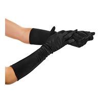 Balinco Gants Femme Longs, Élégants, Style 1920, Glamour Gants de Soirée, Opéra, Classique, Élastique, Satin, Gothique, Festif, Costumes de Mardi Gras, Carnaval, Mardi Gras (Noir)