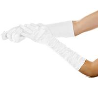 Balinco Gants longs glamour dans les couleurs noir, blanc & rouge pour le costume de Charleston des femmes des années 20 (blanc)