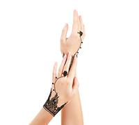 Balinco GOTHIC CHARLESTON BRACELETS 2 pcs., noir, manchettes, gants sans doigts pour femmes, accessoires de carnaval, Mardi gras, carnaval d'Halloween, fête à thème