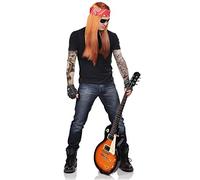 Balinco Kit complet rocker des années 90 pour hommes avec perruque + bandeau + lunettes de soleil + bracelets + manchons de tatouage + gants