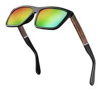 Balinco® lunettes de soleil polarisées (faites main) avec verres rectangulaires & branches en bambou - convient aux femmes & aux hommes - protège des rayons UV ou des reflets - dans un set d'accessoir
