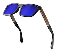 Balinco® lunettes de soleil polarisées (faites main) avec verres rectangulaires & branches en bambou - convient aux femmes & aux hommes - protège des rayons UV ou des reflets - dans un set d'accessoir