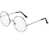 Balinco Lunettes Rondes Père Noël | Saint-Nicolas | Grand-mère | Grand-père | Nerd - Rondes Argentées avec Verres Clairs - Accessoire pour Femmes & Hommes pour Carnaval, Mardi Gras ou Festival