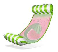Balinco - Matelas Hammac Gonflable avec 2 Chambres à Air et Filet en Nylon pour Piscine - Matelas Flottant Relax pour Adultes et Enfants - Accessoire d’Été pour Piscine (Pastèque Vert)