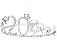 Balinco serre-tête couronne 18e / 20e / 25e / 30e / 40e / 50e / 60e anniversaire Joyeux anniversaire cristal strass couronne ornements mariage bandeau cheveux peigne bandeau pour les femmes