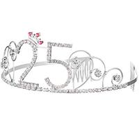 Balinco serre-tête couronne 18e / 20e / 25e / 30e / 40e / 50e / 60e anniversaire Joyeux anniversaire cristal strass couronne ornements mariage bandeau cheveux peigne bandeau pour les femmes