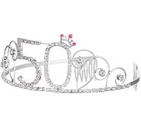 Balinco serre-tête couronne 18e / 20e / 25e / 30e / 40e / 50e / 60e anniversaire Joyeux anniversaire cristal strass couronne ornements mariage bandeau cheveux peigne bandeau pour les femmes