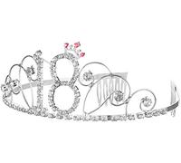 Balinco serre-tête couronne 18e / 20e / 25e / 30e / 40e / 50e / 60e anniversaire Joyeux anniversaire cristal strass couronne ornements mariage bandeau cheveux peigne bandeau pour les femmes