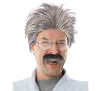 Balinco Set avec une perruque de grand-père gris + moustache + lunettes rondes déguisement grand-père papi grand-papa pérpère pépé Granddad Party Carnaval Costume Accessoire