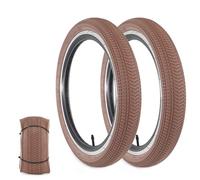 BALINGE Lot de 2 pneus de vélo de 16 x 2,125 pour enfants, pneus de vélo pliables de rechange, compatibles avec la plupart des vélos pour enfants, pneus bmx 40,6 cm, marron