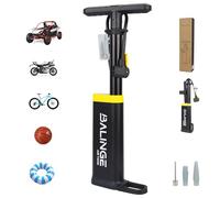 BALINGE Pompe à pneu portable haute pression, jusqu'à 120 psi, manomètre analogique, double valve, poignée ergonomique, compatible avec valves Presta, Schrader et Dunlop, pompe à air pour moto, vélo