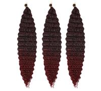 Balinghair Extensions de cheveux tressés 76,2 cm avec vagues océaniques longues et bouclées noir ombré sur rouge bordeaux (1B 1B/erreur 76,2 cm (paquet