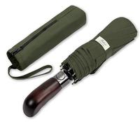 Balios® Parapluie de voyage, poignée en bois véritable, ouverture et fermeture automatiques, double toit coupe-vent ventilé, conçu au Royaume-Uni