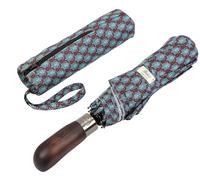 Balios Parapluie pliant avec poignée en bois véritable, ouverture et fermeture automatique