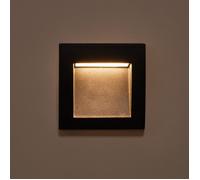 TechBrey Balise Extérieure LED 4W Encastrable Aluminium Murale Carrée Noire Leif 2700K Blanc chaud Noir G