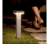 LEDKIA LIGHTING Balise Extérieure sur Pied Solaire LED 5W 50cm Aluminium avec Détecteur de Mouvement Barton Square Argent
