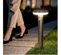 LEDKIA LIGHTING Balise Extérieure sur Pied Solaire LED 5W 50cm Aluminium avec Détecteur de Mouvement Barton Argent