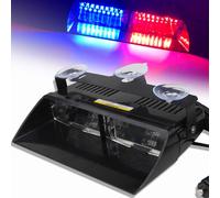 Balise Feu De Détresse Rouge&bleu 16 Led Application De La Loi Lumière Avertissement Stroboscope Clignotant Lampe D'urgence Avec La Ventouse 12v Pour Le Toit/Le Tableau De Bord/Le Pare-Brise Internes