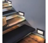 Balise LED en Saillie Rectangle 3W 220V 65° Grise IP65 pour Escaliers - Blanc Chaud 2300K - 3500K - SILAMP