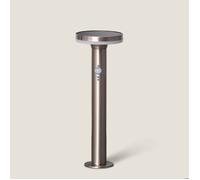TechBrey Balise LED Solaire Extérieure Helios Inox 6W en Saillie sur Pied 45cm avec Détecteur de Mouvement Helios Inox 3000K Blanc chaud Gris G