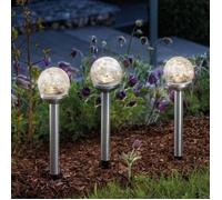 Balise solaire décorative - ESOTEC - Golden Balls - 8 leds - Verre craquelé - Inox