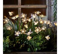 Balise Solaire en Forme de 8 Fleurs Abeilles et Papillons à Piquets Amovibles avec 30 LED Blanc Chaud Lampe Solaire de 67 cm Décoration pour Jardin Balcon Extérieur