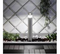 TechBrey Balise Solaire Extérieure LED 1,5 W Saillie sur Pied 50 cm Acier Inoxydable avec Détecteur de Mouvement Inti 5000K Blanc froid Argent G