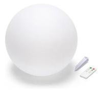 Balise Solaire - VELAMP - Sphère LED RGB 40cm - Rechargeable - Télécommande - IP66 Blanc