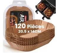 Balitta 120 Pcs Papier Cuisson Air Fryer - 20,5x14cm Rectangular - pour avec Ninja Dual Zone Double Stack et autres Double Airfryer