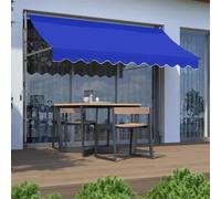 Balkon Markise 400 cm, ohne Bohren, UV-beständig & wasserdicht, verstellbare Handkurbel Sonnenschutz für Balkon, bleu, idéal pour Terrasse und Garten.