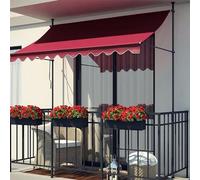 Balkon Markise ohne Bohren, mit Handkurbel, UV-beständig & Höhenverstellbar, Wasserdicht, 400cm Breite, Sonnenschutz in Burgund für optimalen Schatten und Komfort.