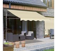 Balkon Markise ohne Bohren, UV-beständige mit Handkurbel, Höhenverstellbar, 300cm Breite, Wasserdicht, Sonnenschutz für Balkon & Terrasse, Farbe : Blanc