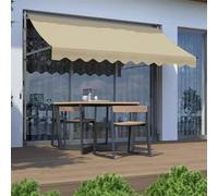 Balkon Markise Ohne Bohren, UV-beständige mit Handkurbel, Höhenverstellbar Sonnenschutz, Wasserdicht, 350 cm Beige, Idéal pour Balkon & Terrasse