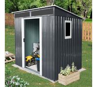 Ball & Cast Abri de rangement extérieur en métal avec fenêtre, verrouillable, abris de jardin en acier avec toit incliné et plaque transparente, pour jardin, terrasse, garage, pelouse, blanc + noir