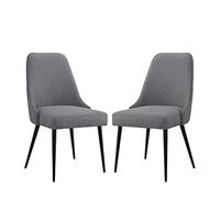 Ball & Cast Chaises de Cuisine rembourrées Lot de 2, chaises de Salle à Manger Modernes, chaises d'appoint Confortables avec Pieds en métal, Gris