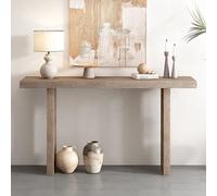Ball & Cast Table console en placage de chêne de 150 cm, design unique avec formes latérales distinctives, buffet de rangement polyvalent en bois adapté pour l'entrée, le couloir, le foyer, le couloir