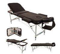 Ball & Cast Table de Massage légère en Aluminium, lit de Spa Portable en Cuir PU, lit de Massage Pliable et réglable avec Appui-tête, Support pour Bras, Facile à Transporter et à Ranger, Noir