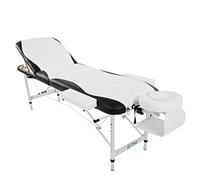 Ball & Cast Table de Massage légère en Aluminium, lit de Spa Portable en Cuir PU, lit de Massage Pliable et réglable avec Appui-tête, Support Bras, Facile à Transporter et à Ranger, Blanc