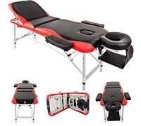 Ball & Cast Table de Massage légère en Aluminium, lit de Spa Portable en Cuir PU, lit de Massage Pliable et réglable avec Appui-tête, Support pour Bras, Facile à Transporter et à Ranger, Rouge